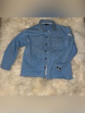 Vintage Light Blue Button-Up Overshirt